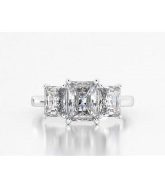 2.96 CTW Lab Radiant 3-Stone Platinum Ring