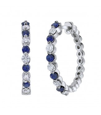 Classic Sapphire and Diamond Hoop Earrings