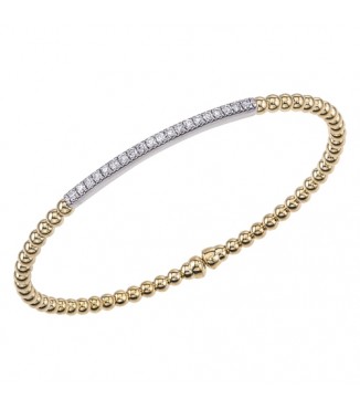 18K Yellow Gold Diamond Bar Beaded Bracelet .30ctw