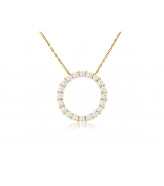 14K Yellow Gold 0.25ct Diamond Circle Pendant