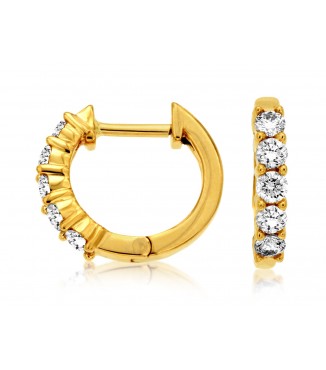 Elegant Yellow Gold Diamond Hoop Earrings