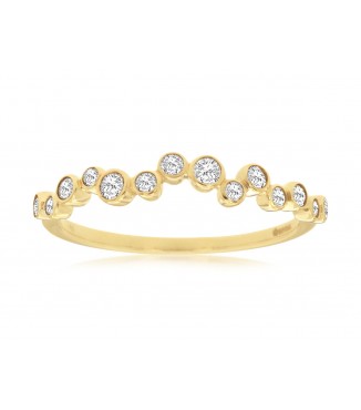 Sparkling 14K Yellow Gold Diamond Bubble Ring
