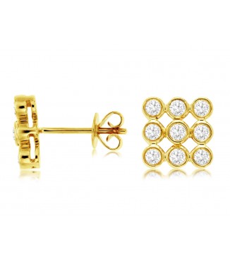 Square Bezel Set Diamond Earrings