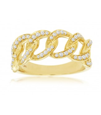 1/3 CTW Diamond Pavé Gold Link Chain Fashion Ring