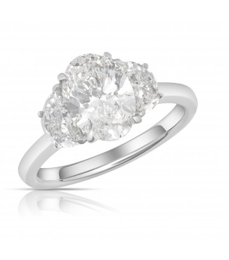 3.07ctw Lab Grown Oval 3-Stone Diamond 14KW Ring