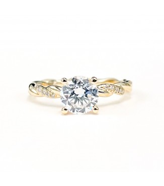 Half Pave Diamond Twisted Shank Engagement Ring