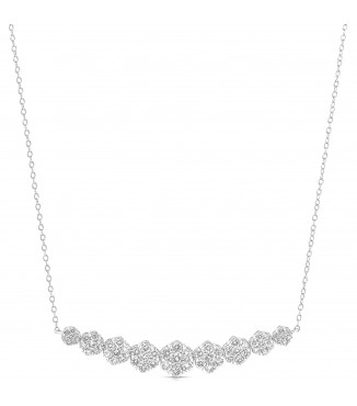 1 1/2 Ctw Graduated Flower Cluster Diamond Necklace 