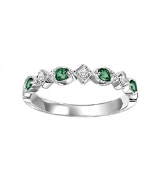 Emerald & Diamond Stackable Band 