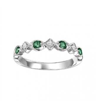 Emerald & Diamond Stackable Band FR1028