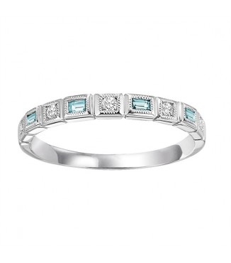 Blue Topaz & Diamond Stackable Ring
