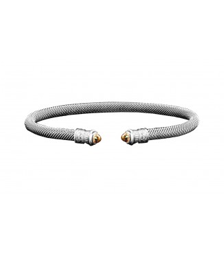 Sterling Silver Citrine Raised Mesh Cuff Bracelet
