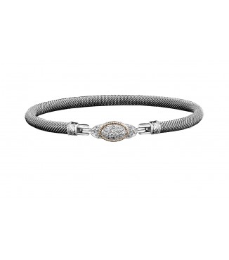 Sterling Silver 14k YG Lab Grown Oval Bracelet