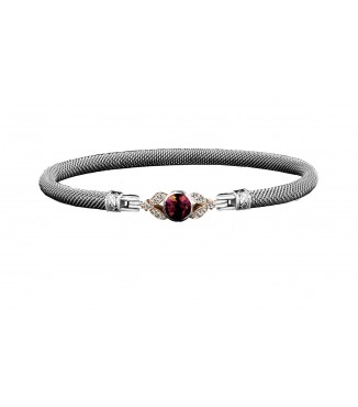 Sterling Silver 14k YG Garnet Lab Diamond Bracelet