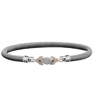 Sterling Silver 14K YG Lab Diamond Petal Bracelet
