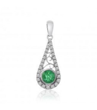 Tear Drop Emerald and Diamond Pendant
