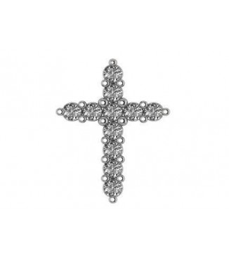 14K White Diamond Cross