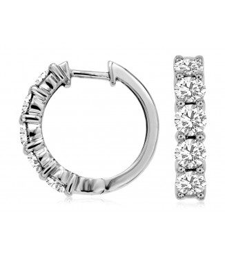 Brilliant 2ctw 14K White Gold Diamond Hoops
