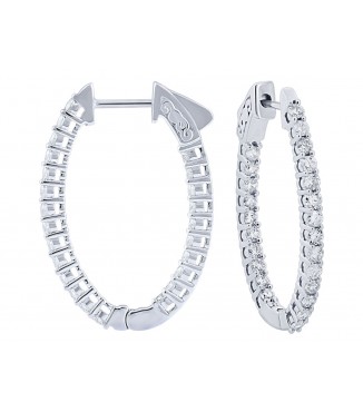 14KW Gold Diamond Hoops 1.50ctw