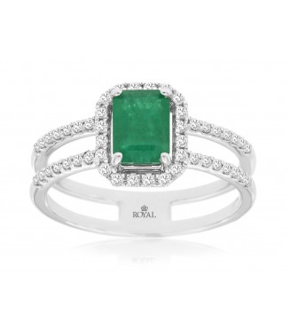 14KW 1.00ct Emerald Diamond Split Ring