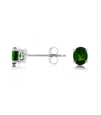 Dazzling Oval Green Russalite 14KW Studs