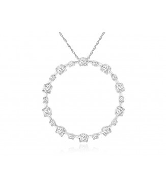 14K White Gold 0.25CTW Diamond Circle Pendant