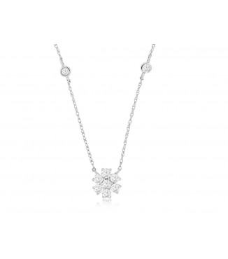 Radiant Floral 14K White Gold Diamond .82CTW