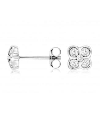 Bezel Set .50CTW 14KW Floral Diamond Studs