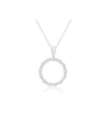 14KW Gold  0.50CTW Diamond Circle Necklace