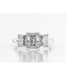 2.96 CTW Lab Radiant 3-Stone Platinum Ring