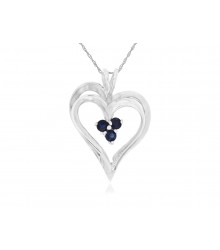 14K Yellow Gold Blue Sapphire Heart Necklace