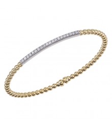 18K Yellow Gold Diamond Bar Beaded Bracelet .30ctw