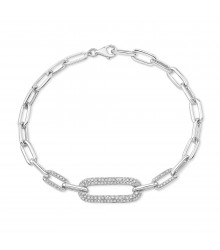 Chic 14KW Paper Clip Diamond Bracelet .60CTW