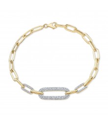 14K Yellow Gold Diamond Paperclip Bracelet .47ctw