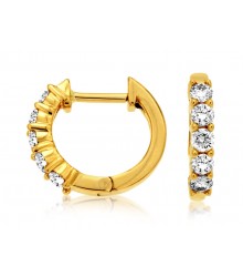 Elegant Yellow Gold Diamond Hoop Earrings