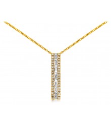 14K Yellow Gold Diamond Bar Drop Necklace 0.44CTW