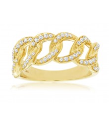 1/3 CTW Diamond Pavé Gold Link Chain Fashion Ring