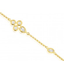 14K Yellow Gold Diamond Bezel Station Bracelet 0.30 CTW