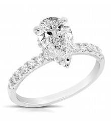 2.43CTW Pear Lab Grown Diamond Hidden Halo Ring
