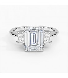 2ct Emerald & Trapeze Lab Grown 3-Stone Ring