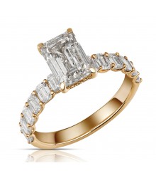 3.19 CTW Emerald E VS1 Lab Diamond Gold Ring