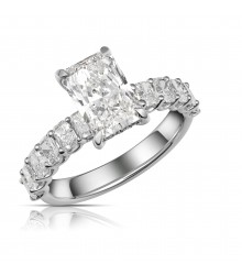 2.00ct Radiant Lab Grown Diamond 3.39ctw 14KW Ring