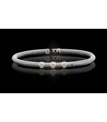 Sterling Silver 14k YG Sectioned Lab Grown Mesh Bracelet