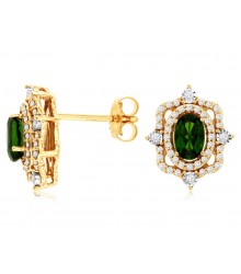 14K Yellow Gold Russalite Diamond Halo Studs