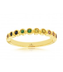 Vibrant 14K YG Sapphire Multi Spectrum Color Ring