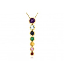 14K Gold Multi Sapphire Drop Pendant