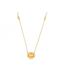Exquisite 14K Gold Citrine Diamond Pendant