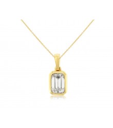 Yellow Gold Emerald Cut Lab Grown Diamond Pendant