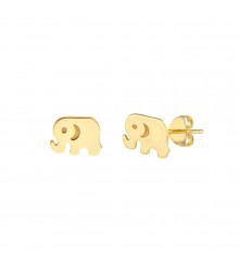 14K Yellow Gold Lucky Elephant Studs