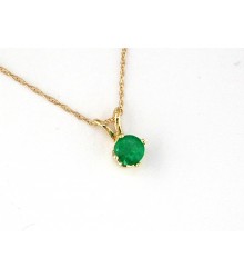 Vibrant Green Emerald Solitaire 14K Gold Necklace