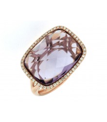 14K Rose Gold 8.40ct Amethyst Diamond Ring